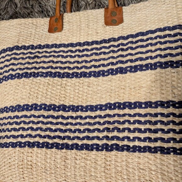 Mar Y Sol Caracas Striped Large Woven Basket Beach Tote Bag - Picture 8 of 10